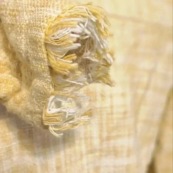 CAbi Yellow Daisy Statement Tweed Fringe Cropped Jacket Medium Style 339 Small - Picture 10 of 10